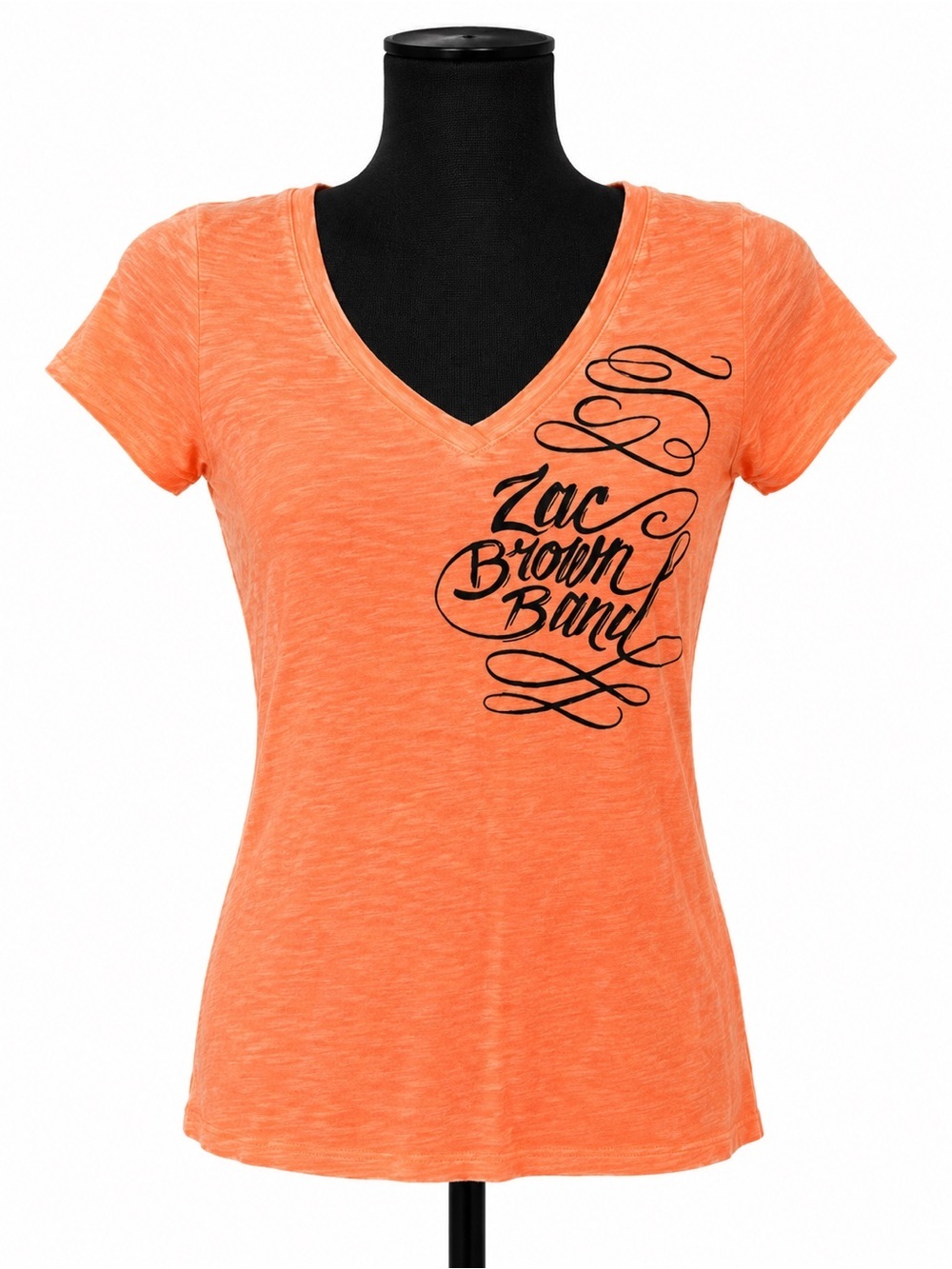 ZAC BROWN BAND NEON ORANGE SHORT SLEEVE V NECK SHIRT